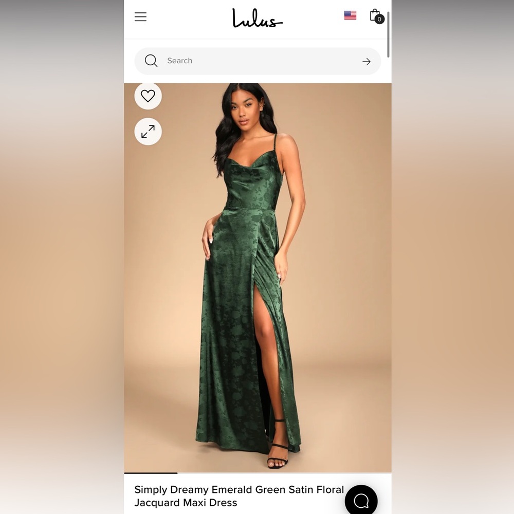 Lulu’s Simply Dreamy Emerald Green Satin Floral Jacquard Maxi Dress